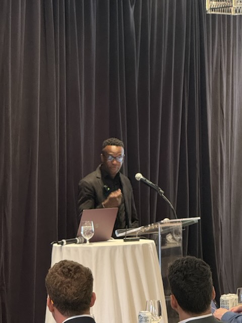 A speaker at the podium